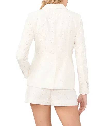 Cece Womens Collared Long Sleeve Blazer Pull On Shorts In White