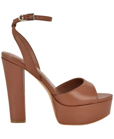 Guess Hitten Ankle Strap Platform Sandal In Brown