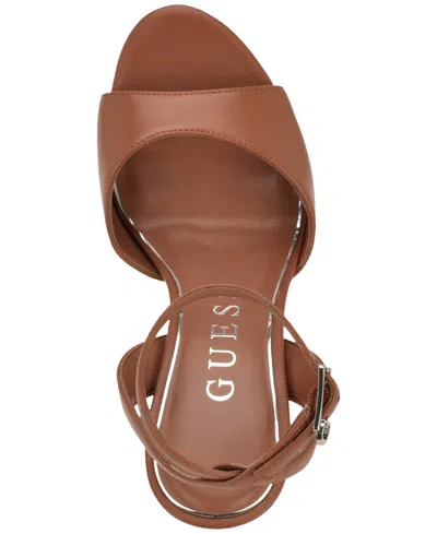 Guess Hitten Ankle Strap Platform Sandal In Brown