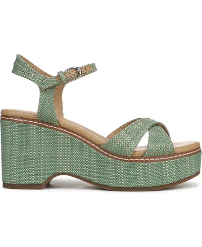 Naturalizer Dovie Raffia Ankle Strap Platform Sandal In Green
