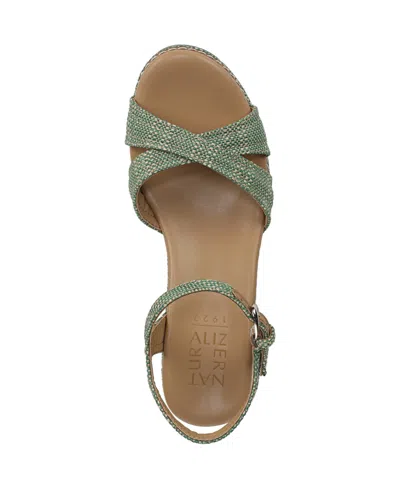 Naturalizer Dovie Raffia Ankle Strap Platform Sandal In Green