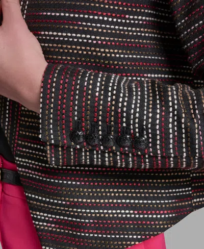 Bcbg Women's Textured Open-front Collared Jacket In Multi