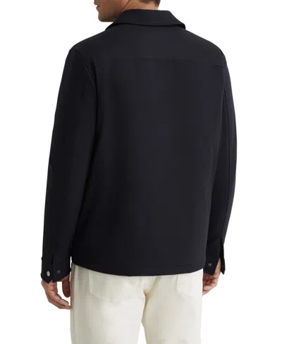 Reiss Navy Technical Quilted Zip-front Overshirt In Black