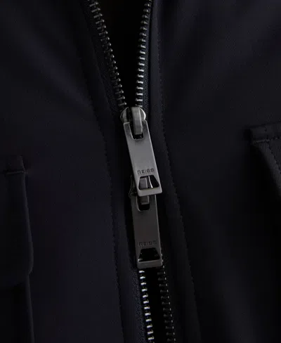 Reiss Navy Technical Quilted Zip-front Overshirt In Black