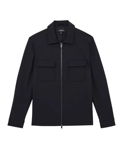 Reiss Navy Technical Quilted Zip-front Overshirt In Black