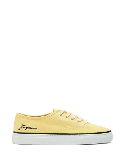Jacquemus Les Fefe Logo-embroidered Canvas Sneakers In Yellow