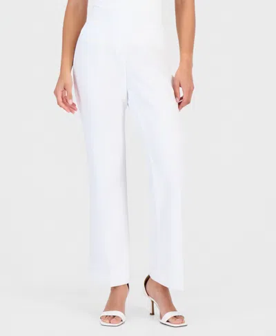 Anne Klein Essentials Petite High Rise Pull-on Pants In White