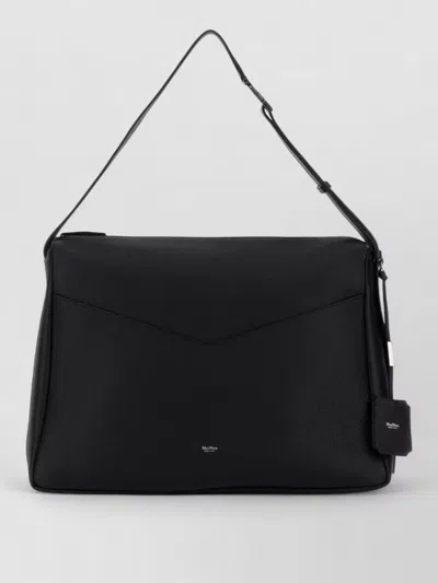 Max Mara Leather Kipperl Laptop Shoulder Bag Adjustable In Black