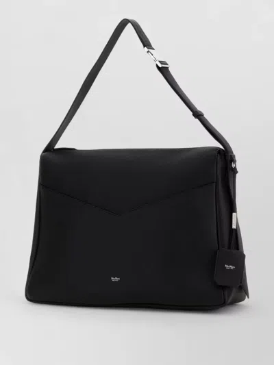 Max Mara Leather Kipperl Laptop Shoulder Bag Adjustable In Black