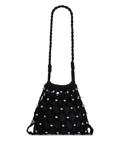 Sandro Soane Studded Net Mesh Bucket Bag In Black