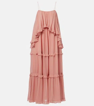 Zimmermann Luna Ruffled Georgette Midi Dress In Pink
