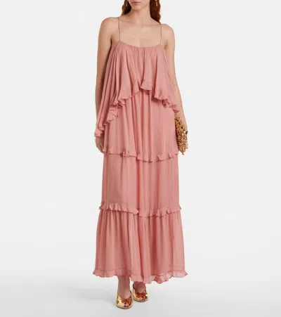 Zimmermann Luna Ruffled Georgette Midi Dress In Pink