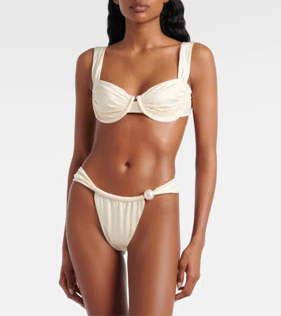 Montce X Elsa Hosk Sandra Pearl Bikini Bottom In White