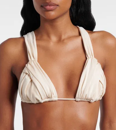 Bananhot Iris Draped Bikini Top In Neutral