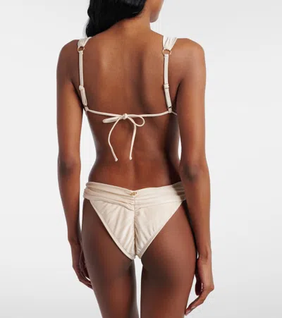Bananhot Iris Draped Bikini Top In Neutral