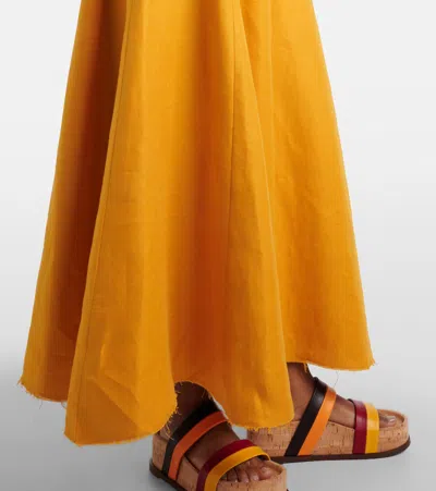 Gabriela Hearst Ranya Puff Sleeve Maxi Dress In Golden Birch Linen Twill In Brown