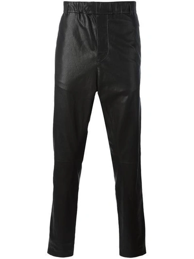 Shop Ann Demeulemeester Grise Leather Tapered Trousers - Black