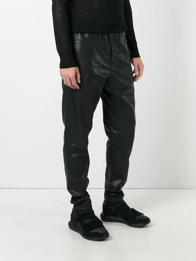 Shop Ann Demeulemeester Grise Leather Tapered Trousers - Black