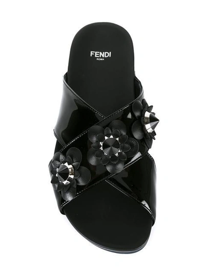 Shop Fendi Floral Applique Sandals