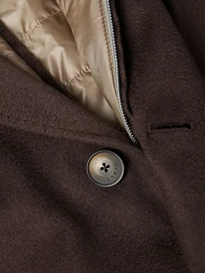 Herno Button Single-breasted Coat In Brown