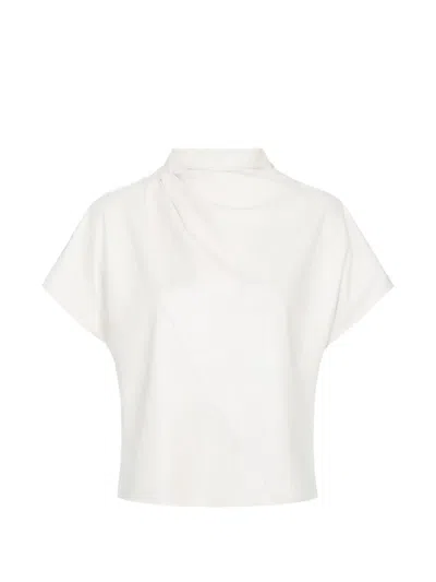 Twp Draped Satin Blouse In White