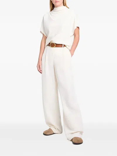 Twp Draped Satin Blouse In White