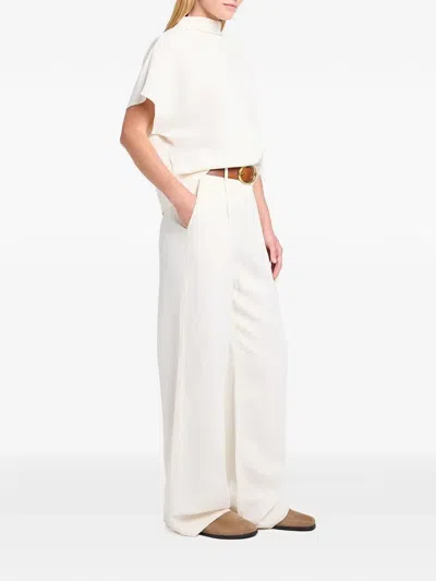 Twp Draped Satin Blouse In White