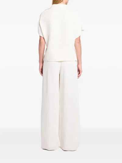 Twp Draped Satin Blouse In White