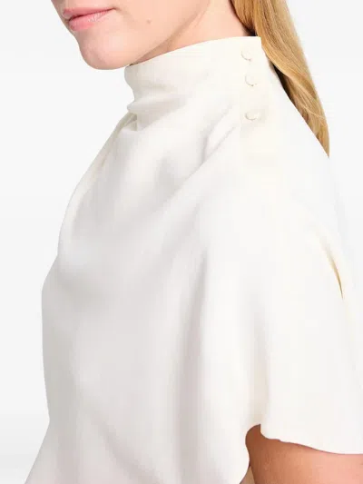 Twp Draped Satin Blouse In White