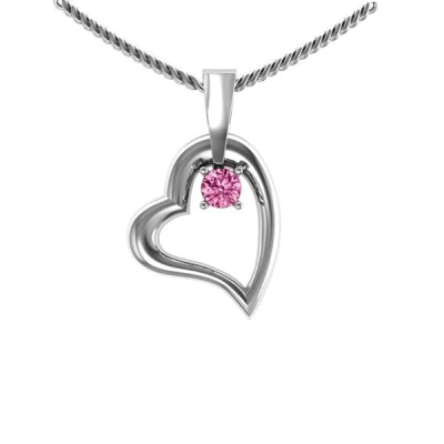 Jewlr Tilted Heart Birthstone Pendant In Silver