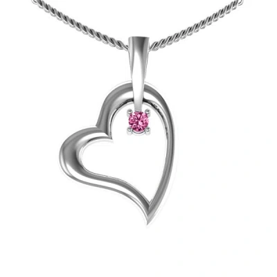 Jewlr Tilted Heart Birthstone Pendant In Silver