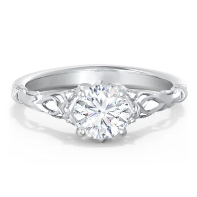 Jewlr Personalized Vintage Solitaire Engagement Ring With Filigree And Infinity Designs In Silver