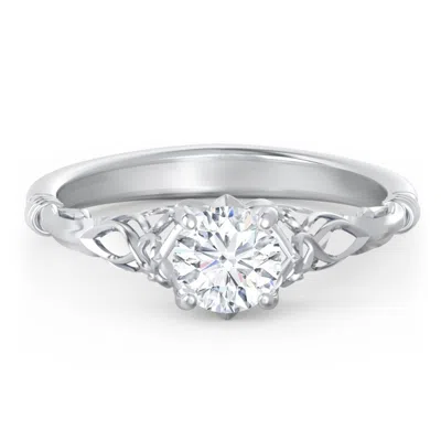 Jewlr Personalized Vintage Solitaire Engagement Ring With Filigree And Infinity Designs In Silver