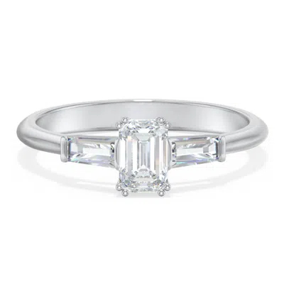 Jewlr Personalized 3 Stone Engagement Ring With Tapered Baguettes In Metallic