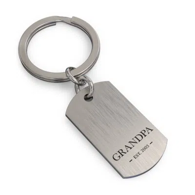 Jewlr Engravable Grandpa Dog Tag Keychain With Year In Silver