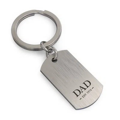 Jewlr Engravable Dad Dog Tag Keychain With Year In Silver