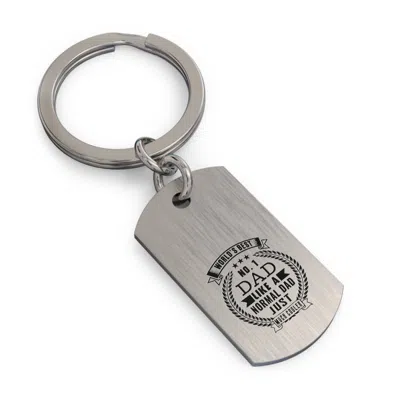 Jewlr Engravable World's Best Dad Dog Tag Keychain In Gray