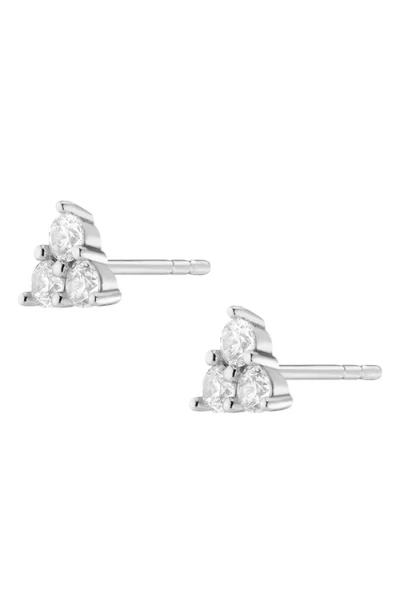 Aurate New York Lab Grown Sapphire Trinity Stud Earrings In Transparent