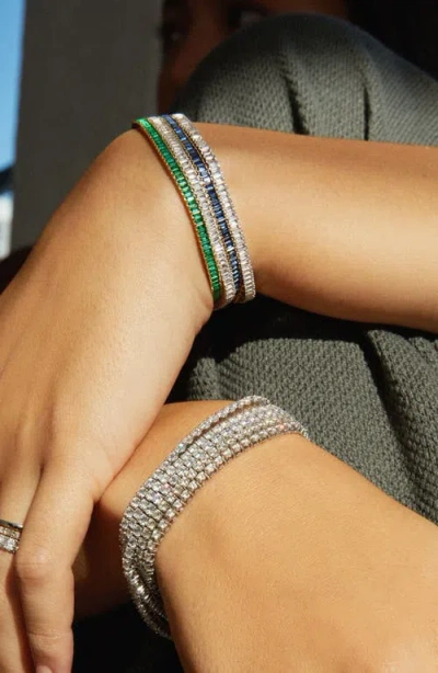 Aurate New York Lab Grown Blue Sapphire Baguette Tennis Bracelet In Multi