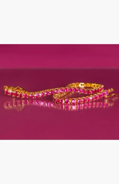 Aurate New York Lab Grown 6ct Red Ruby Tennis Bracelet In Pink