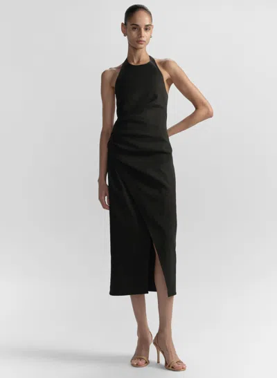 A.l.c . Sylvie Halter Neck Linen Blend Dress In Black