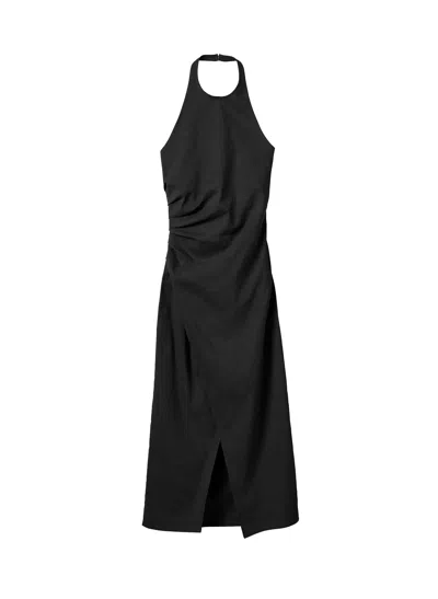 A.l.c . Sylvie Halter Neck Linen Blend Dress In Black