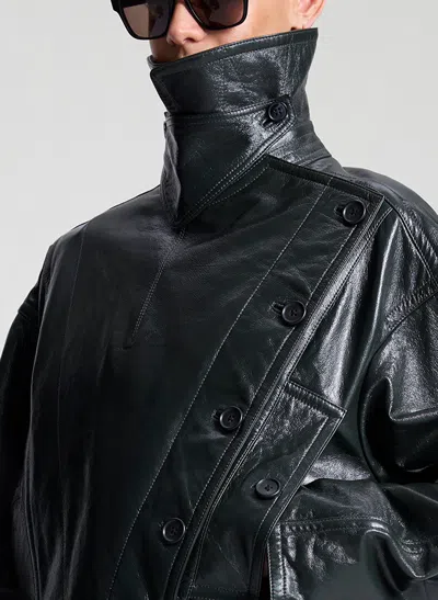 A.l.c Eli Glossy Leather Jacket In Green