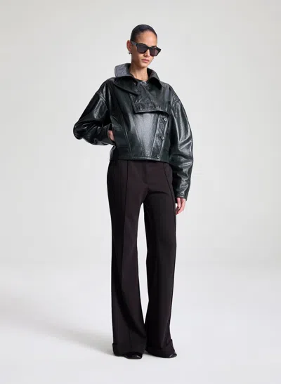 A.l.c Eli Glossy Leather Jacket In Green