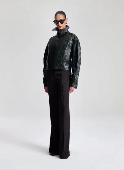 A.l.c Eli Glossy Leather Jacket In Green