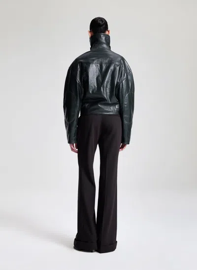 A.l.c Eli Glossy Leather Jacket In Green