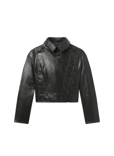 A.l.c Eli Glossy Leather Jacket In Green