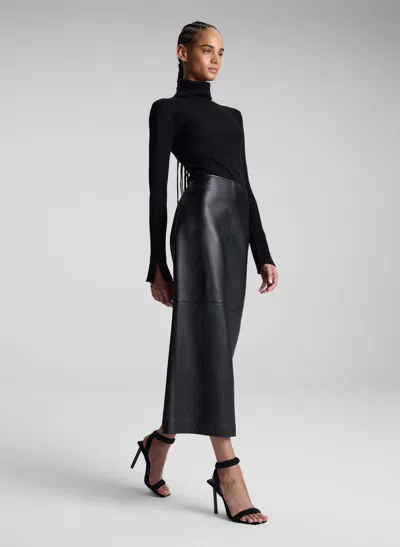 A.l.c A. L.c. Marta Leather Midi Skirt In Black