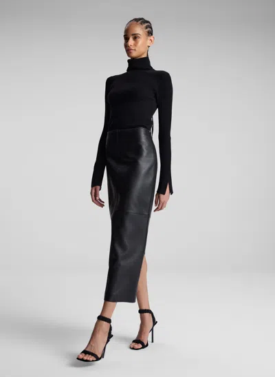 A.l.c A. L.c. Marta Leather Midi Skirt In Black