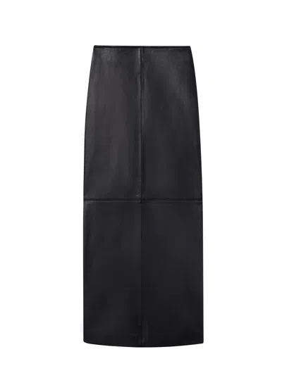 A.l.c A. L.c. Marta Leather Midi Skirt In Black